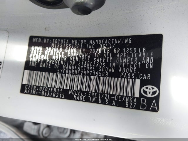 Toyota 2zr-fe 2017 5YFBURHE2HP719589 Image 9