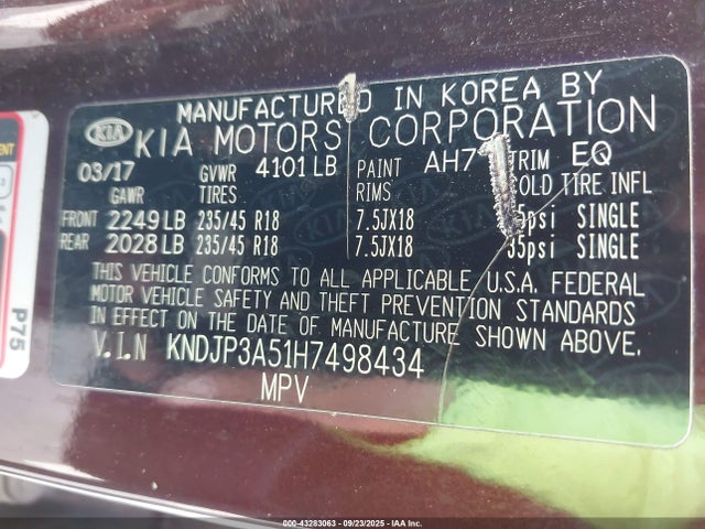 KIA gdi 2017 KNDJP3A51H7498434 Image 9