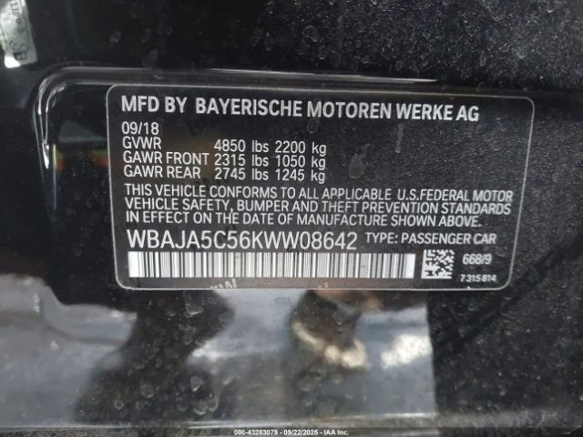 2019 BMW 530I WBAJA5C56KWW08642 Photo 8