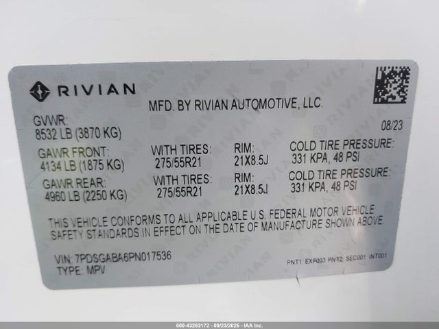 7PDSGABA6PN017536 Rivian R1s Adventure