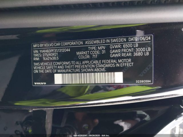 2025 VOLVO XC90 PLUG-IN HYBRID YV4H60PF3S1312044 Photo 8