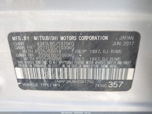 2017 MITSUBISHI OUTLANDER SPORT JA4AP3AU4HZ061792 Photo 8