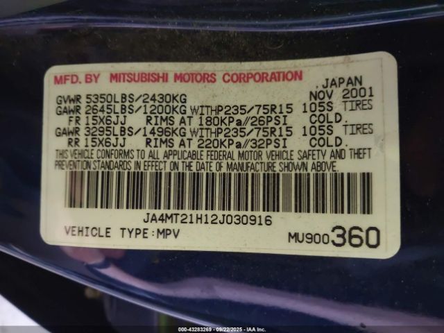 2002 MITSUBISHI MONTERO SPORT JA4MT21H12J030916 Photo 8