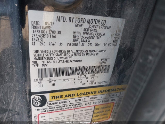 1FMJK1JT3HEA79090 Ford 3.5l gtdi ffv/gasoline