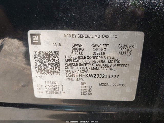 1GNERFKW2JJ213227 Chevrolet Traverse Ls
