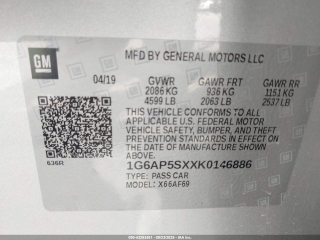 2019 CADILLAC CTS 1G6AP5SXXK0146886 Photo 8