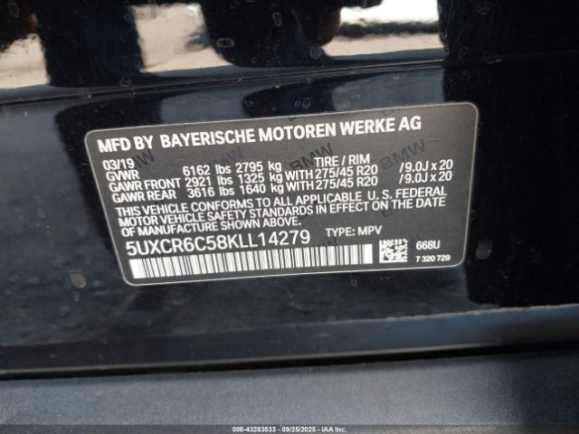 2019 BMW X5 5UXCR6C58KLL14279 Photo 8
