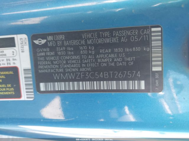 2011 MINI COOPER CLUBMAN WMWZF3C54BT267574 Photo 8