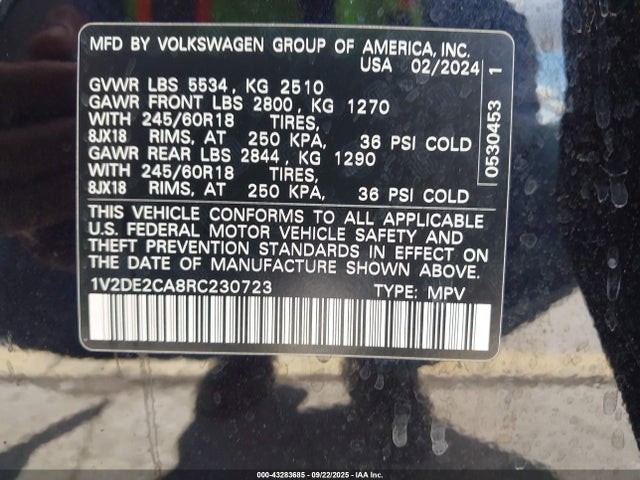 1V2DE2CA8RC230723 Volkswagen Atlas Cross Sport 2.0t Se