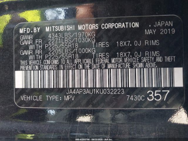 2019 MITSUBISHI OUTLANDER SPORT JA4AP3AU1KU032223 Photo 8