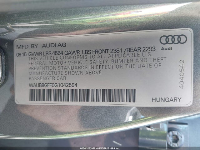 2016 AUDI A3 WAUB8GFF0G1042594 Photo 8