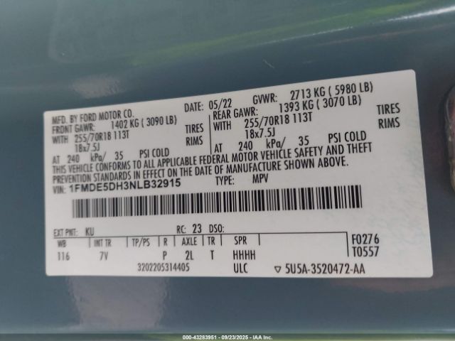 2022 FORD BRONCO 1FMDE5DH3NLB32915 Photo 8