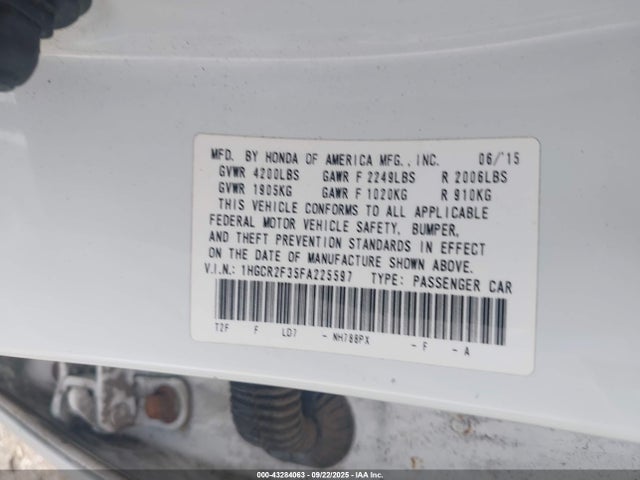 Honda k24w1 2015 1HGCR2F35FA225597 Image 9