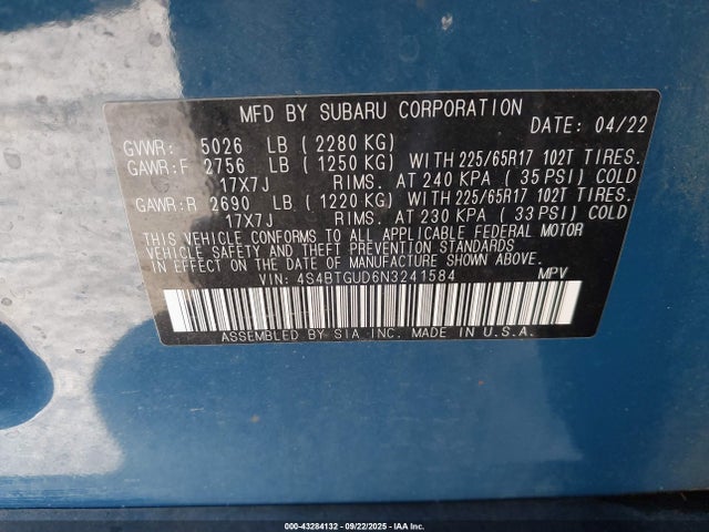 4S4BTGUD6N3241584 Subaru Outback Wilderness