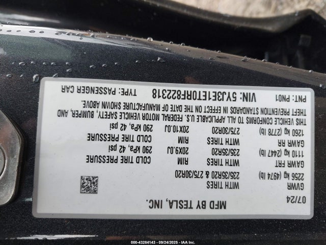 2024 TESLA MODEL 3 5YJ3E1ET0RF822318 Photo 8