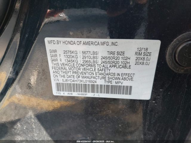 2019 ACURA MDX 5J8YD4H73KL016924 Photo 8