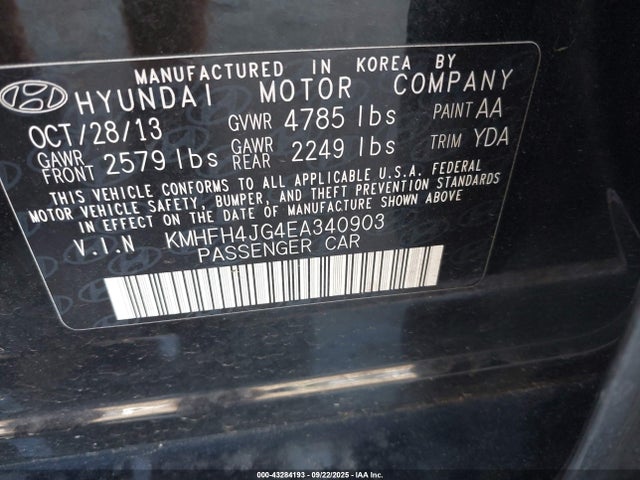 Hyundai gdi lambda -ii 2014 KMHFH4JG4EA340903 Image 9