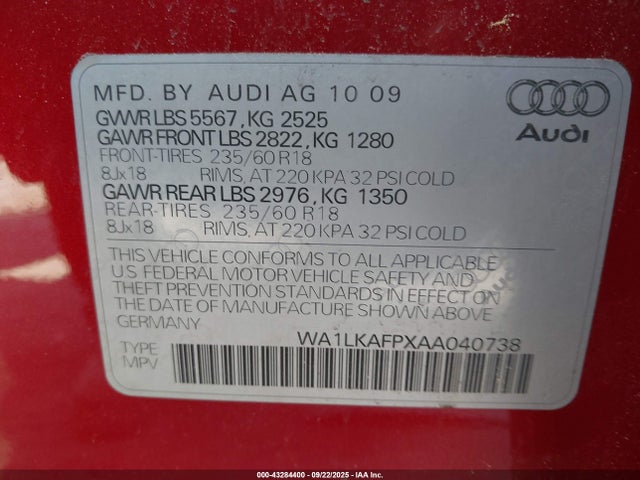 2010 AUDI Q5 WA1LKAFPXAA040738 Photo 8