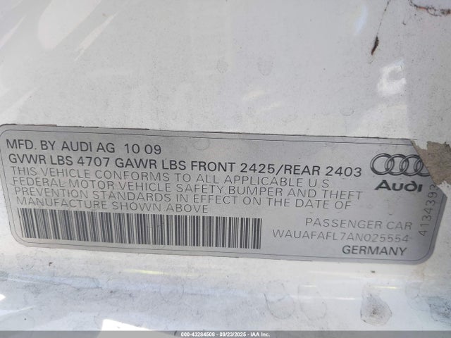 2010 AUDI A4 WAUAFAFL7AN025554 Photo 8