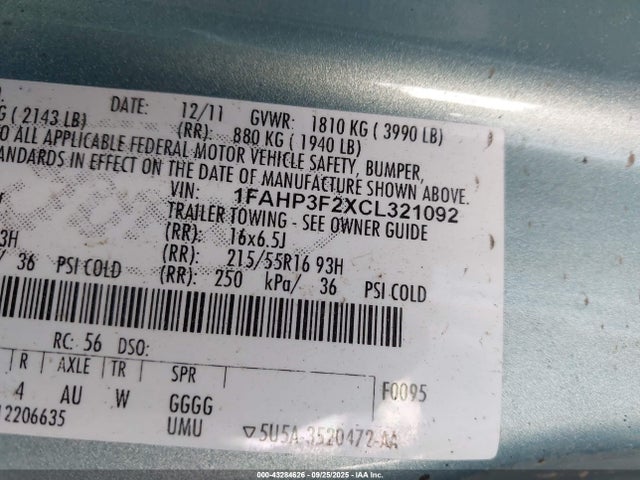 2012 FORD FOCUS 1FAHP3F2XCL321092 Photo 8