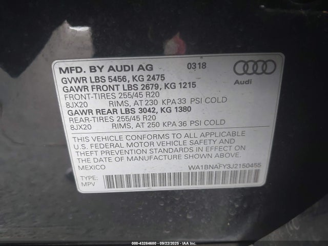 2018 AUDI Q5 WA1BNAFY3J2150455 Photo 8