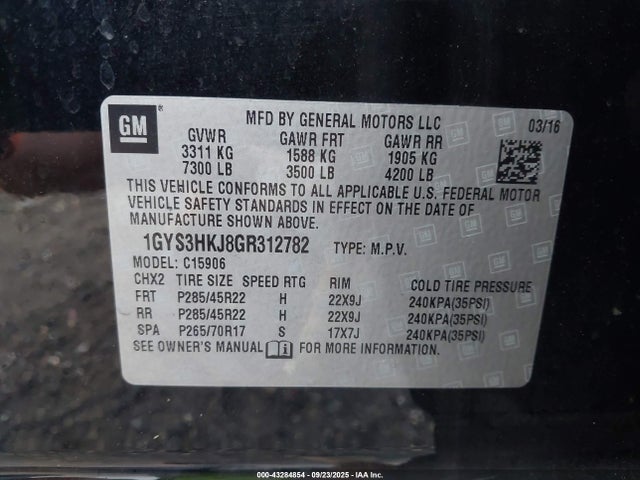 2016 CADILLAC ESCALADE ESV 1GYS3HKJ8GR312782 Photo 8