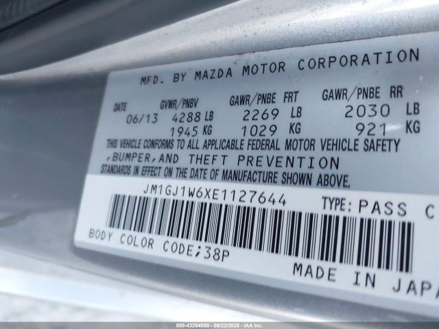 43284950 :رقم المزاد ، JM1GJ1W6XE1127644 vin ، 2014 Mazda Mazda6 I Grand Touring مزاد بيع