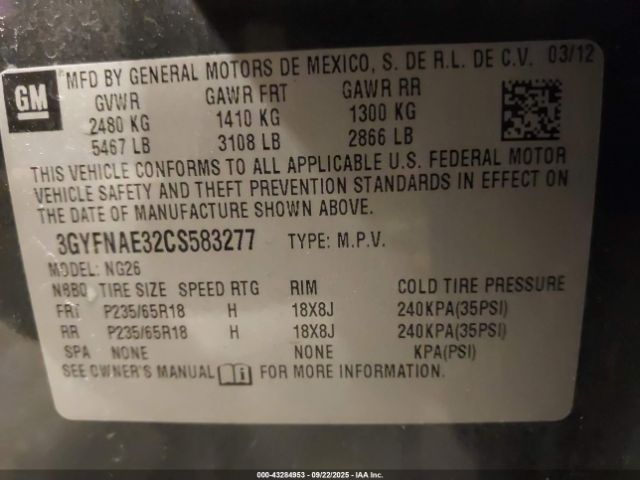 2012 CADILLAC SRX 3GYFNAE32CS583277 Photo 8