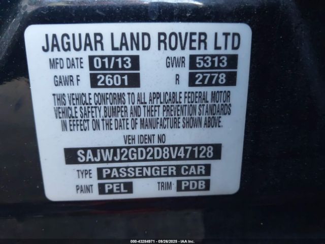 2013 JAGUAR XJ SAJWJ2GD2D8V47128 Photo 8