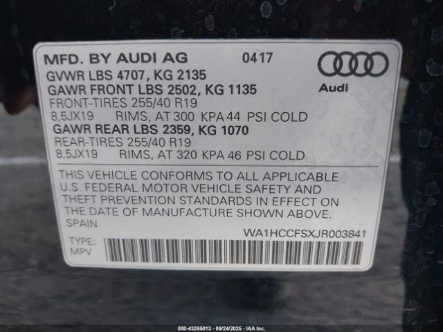2018 AUDI Q3 WA1HCCFSXJR003841 Photo 8