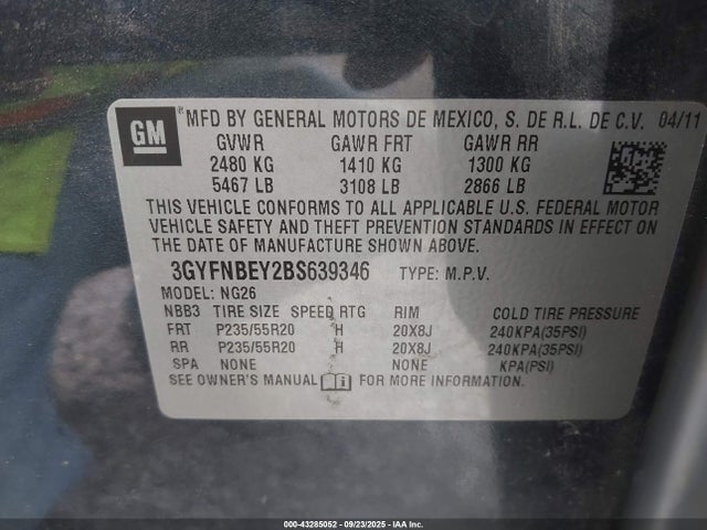2011 CADILLAC SRX 3GYFNBEY2BS639346 Photo 8