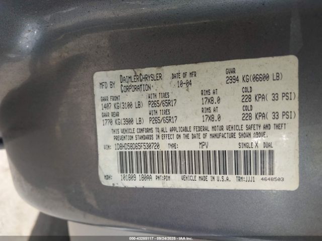 2005 DODGE DURANGO 1D8HD58D65F530720 Photo 8