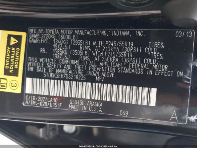 2013 TOYOTA HIGHLANDER 5TDDK3EH7DS218225 Photo 8