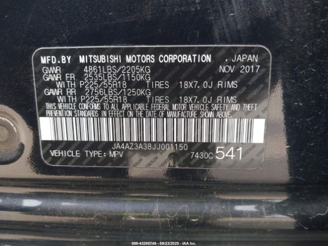2018 MITSUBISHI OUTLANDER JA4AZ3A38JJ001150 Photo 8