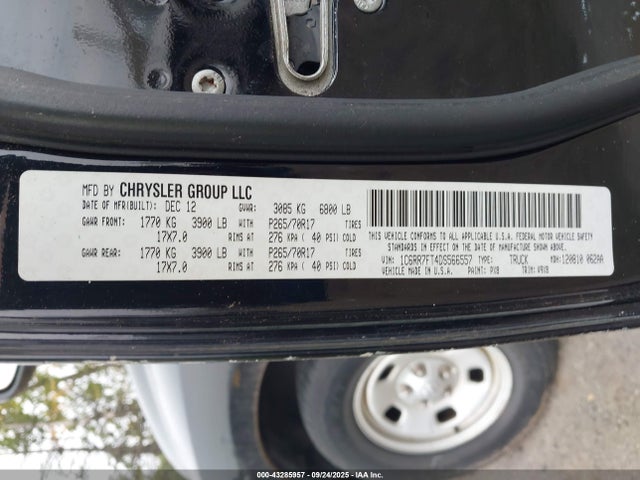 Продажа на аукционе авто 2013 Ram 1500 St, vin: 1C6RR7FT4DS566557, номер лота: 43285957