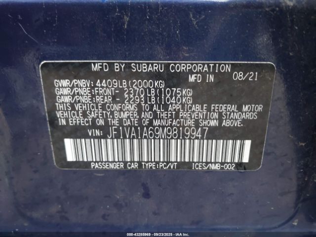 2021 SUBARU WRX JF1VA1A69M9819947 Photo 8