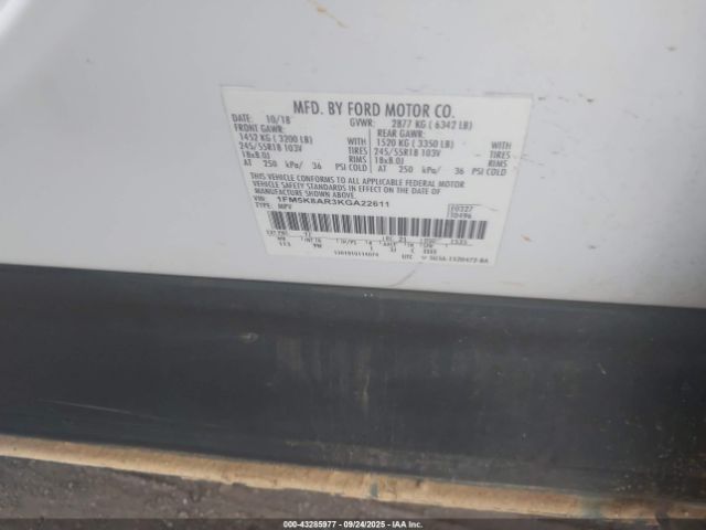 2019 FORD POLICE INTERCEPTOR 1FM5K8AR3KGA22611 Photo 8