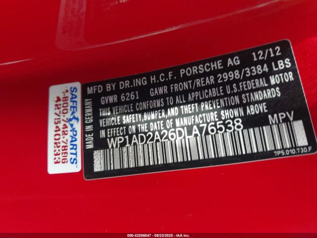 2013 PORSCHE CAYENNE WP1AD2A26DLA76538 Photo 8