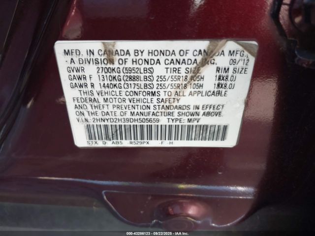 2013 ACURA MDX 2HNYD2H39DH505659 Photo 8