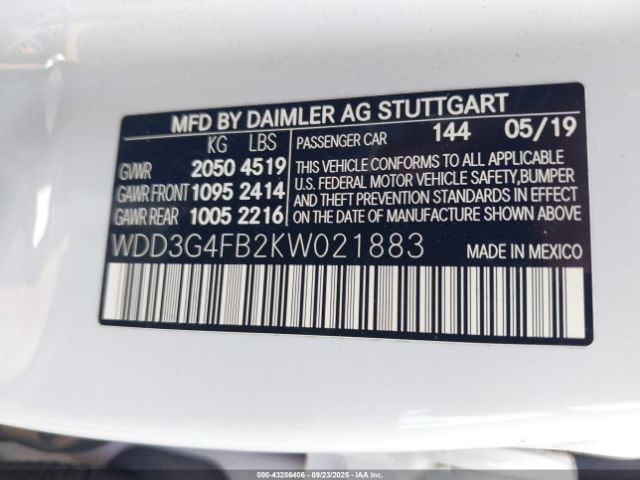 2019 MERCEDES-BENZ A 220 WDD3G4FB2KW021883 Photo 8