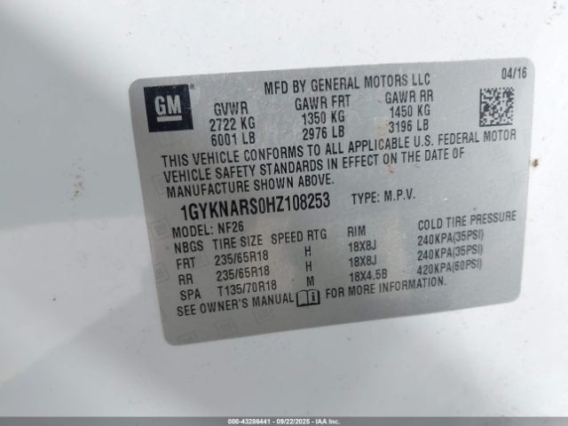 2017 CADILLAC XT5 1GYKNARS0HZ108253 Photo 8