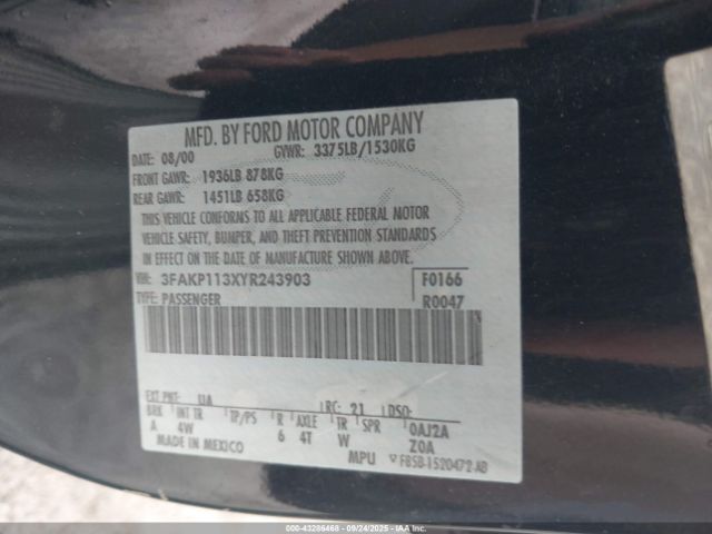 2000 FORD ESCORT 3FAKP113XYR243903 Photo 8