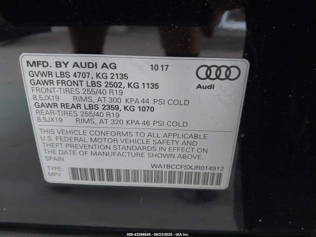 2018 AUDI Q3 WA1BCCFSXJR014912 Photo 8