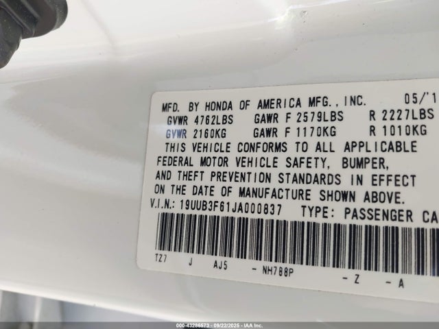 Acura j35y6 2018 19UUB3F61JA000837 Image 9