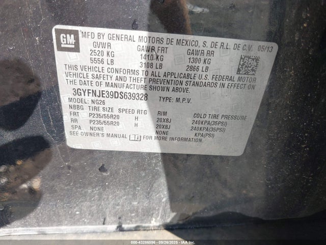 2013 CADILLAC SRX 3GYFNJE39DS639328 Photo 8