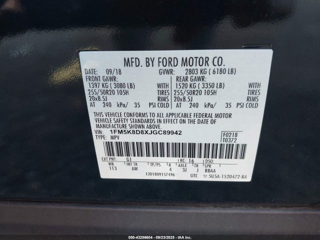 1FM5K8D8XJGC89942 Ford 3.5l ti-vct