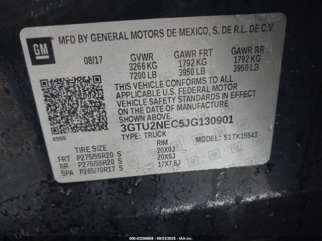 2018 GMC SIERRA 1500 3GTU2NEC5JG130901 Photo 8