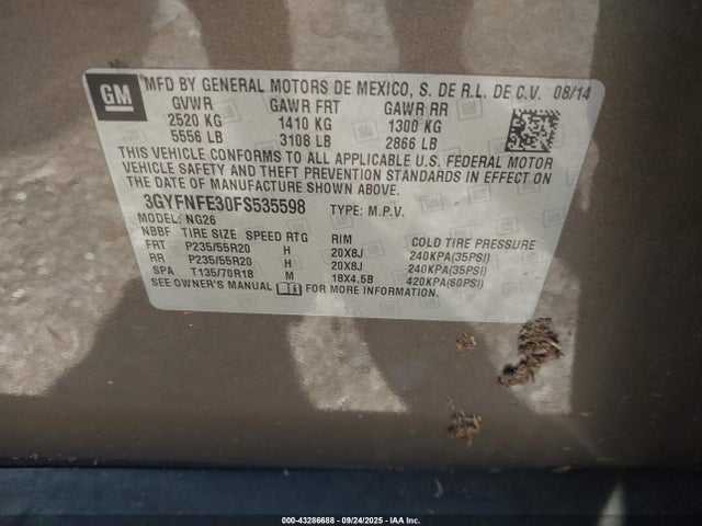 2015 CADILLAC SRX 3GYFNFE30FS535598 Photo 8