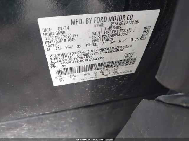 Ford 2015 2015 1FM5K8D80FGA94178 Image 9