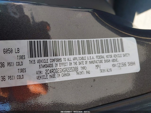 2C4RDGEGXGR225388 Dodge Grand Caravan